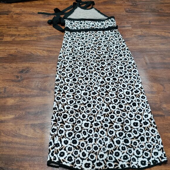Diane Von Furstenberg Halter Tie Neck Neutral Poppy Sweater Knit Midi Dress M - Picture 3 of 14